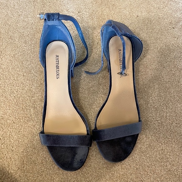 JustFab Shoes - Blue Velvet Heeled Sandals